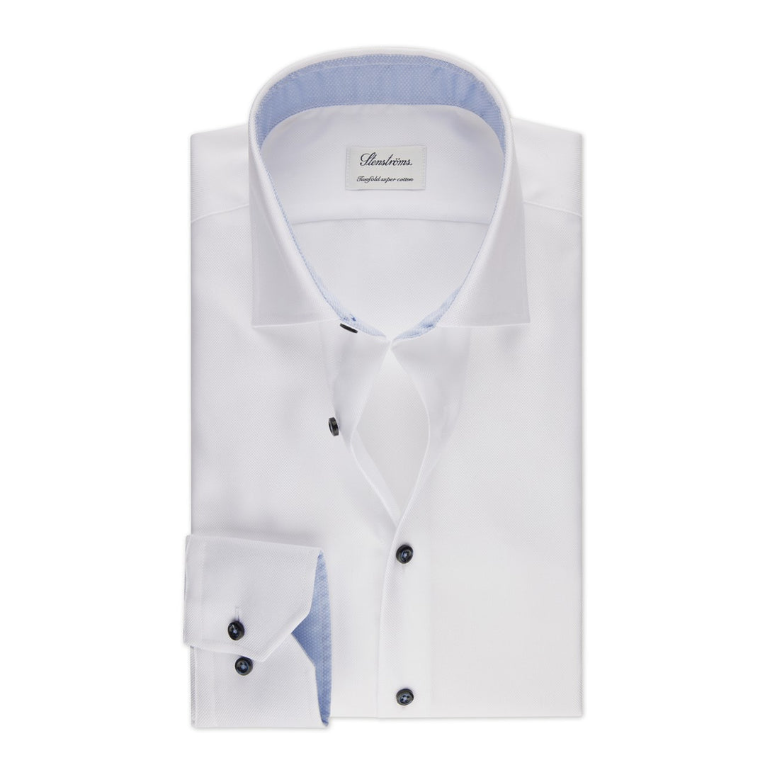 Fitted Body Contrast Oxford Shirt White