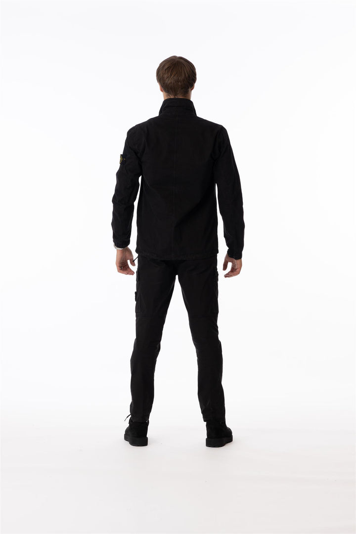 Brushed Cotton Canvas ´OLD´ Overshirt Black-Skjortejakker-Bogartstore