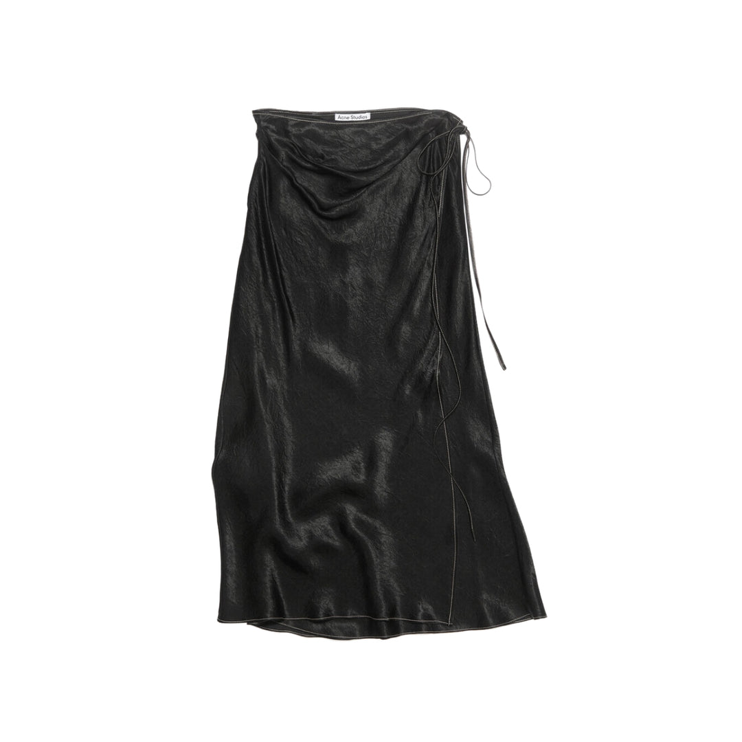 Satin Wrap Skirt- Black