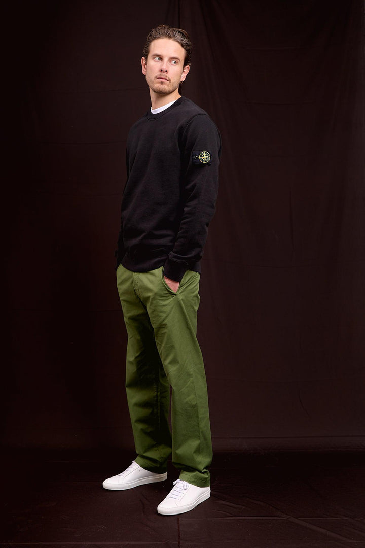Crew Neck Cotton Fleece Sweatshirt Black-Genser-Bogartstore