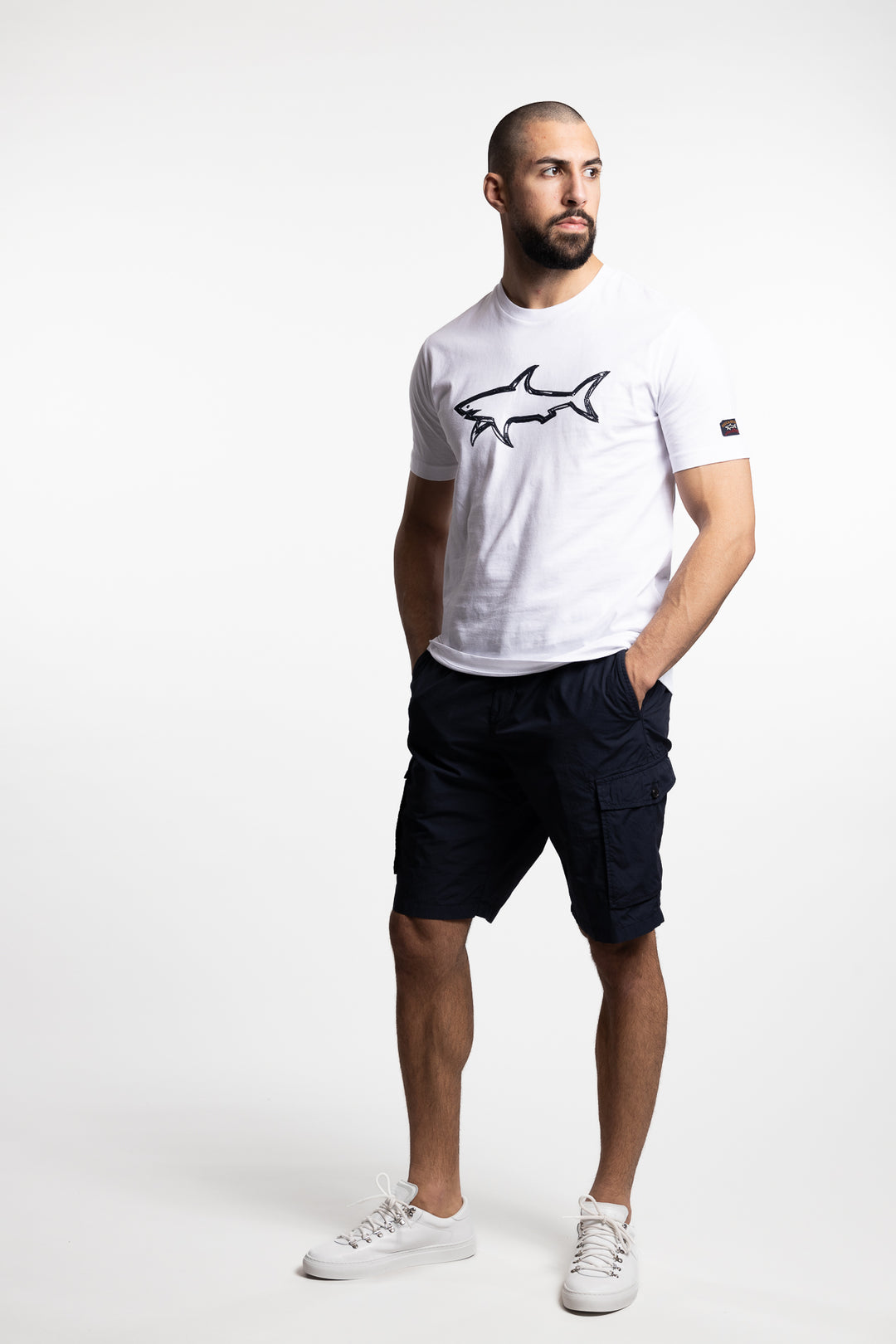 Cotton T-Shirt With Shark Print White