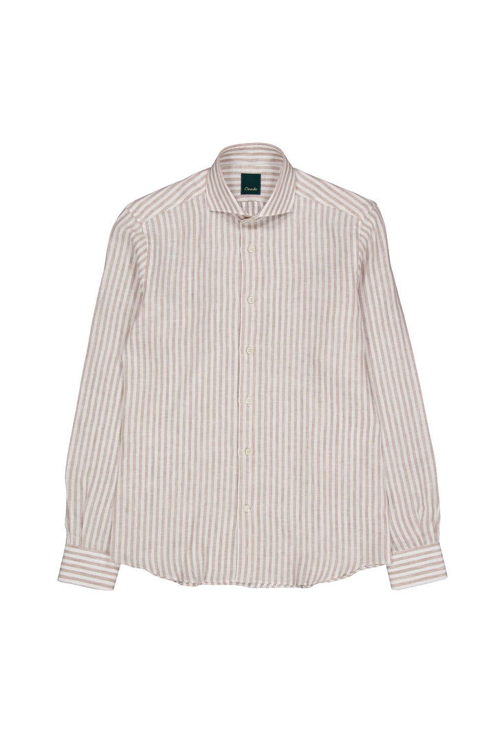 Amalfi Formal Linen Shirt Beige Stripe-Skjorter-Bogartstore