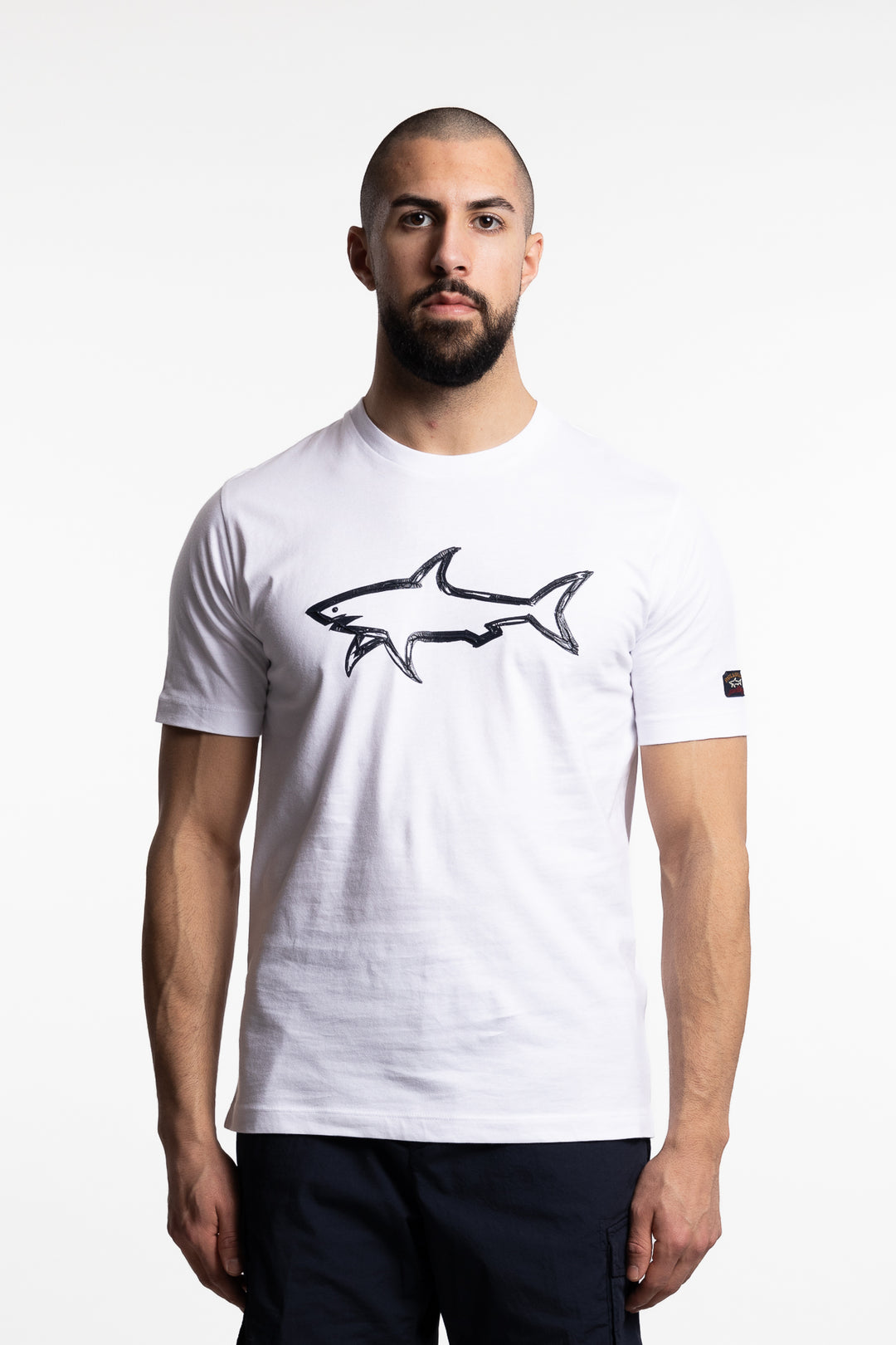 Cotton T-Shirt With Shark Print White