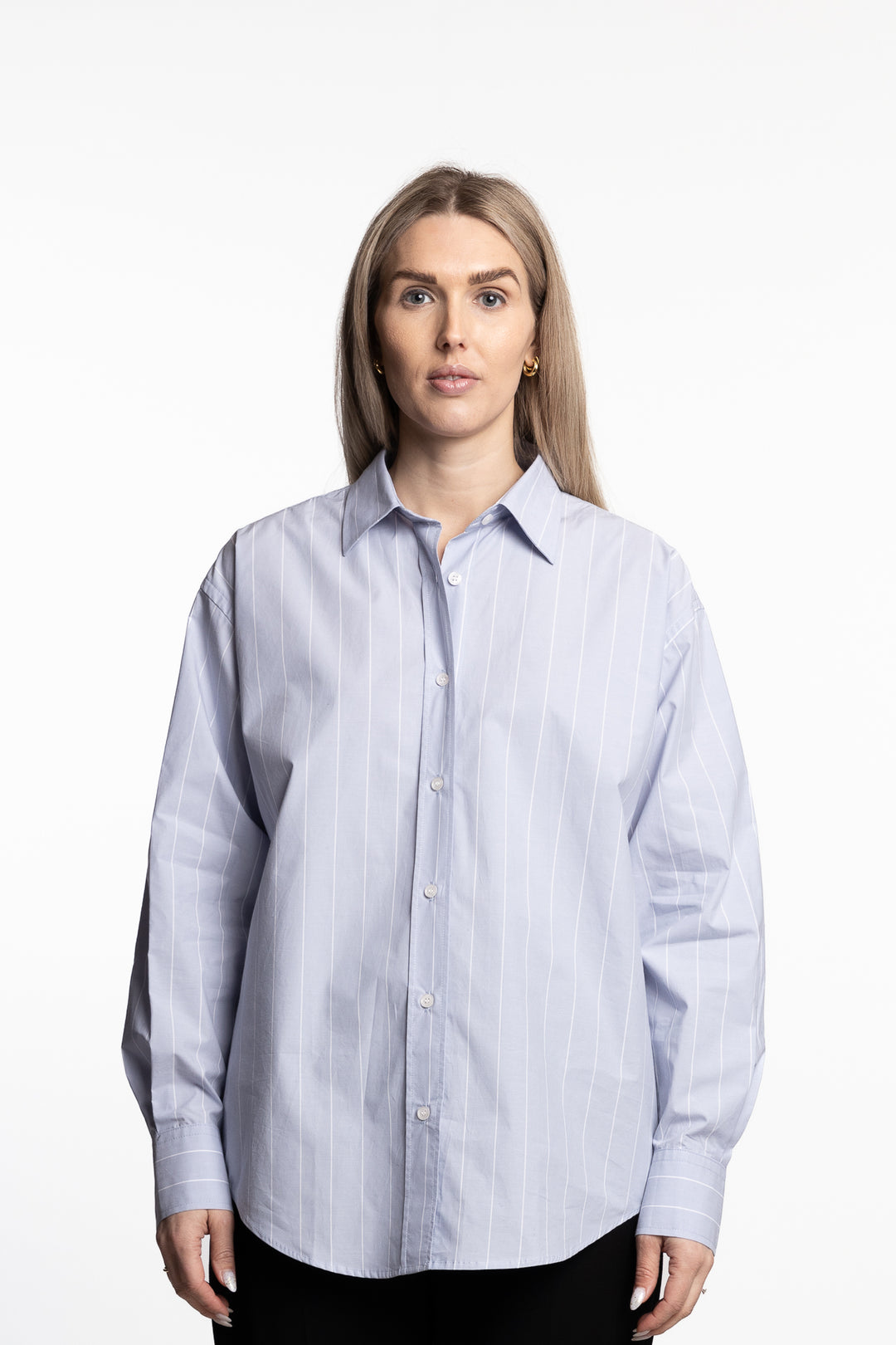 Stripe Poplin Shirt- Faded Blue
