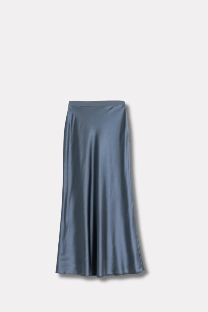 Hana Satin Skirt- Steel Blue