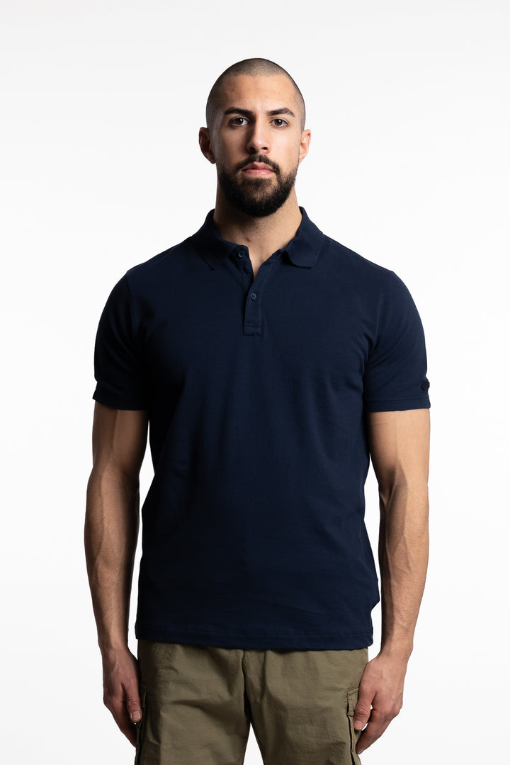 Garment-Dyed Piqué Cotton Polo Shirt Navy