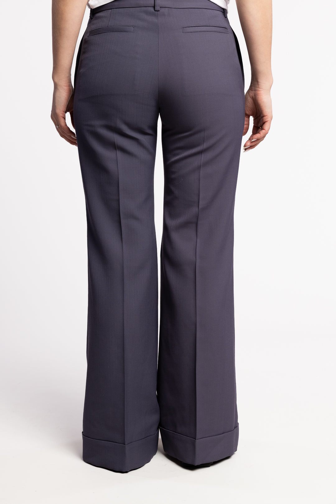 Tailored Flare Trousers- Mid Blue