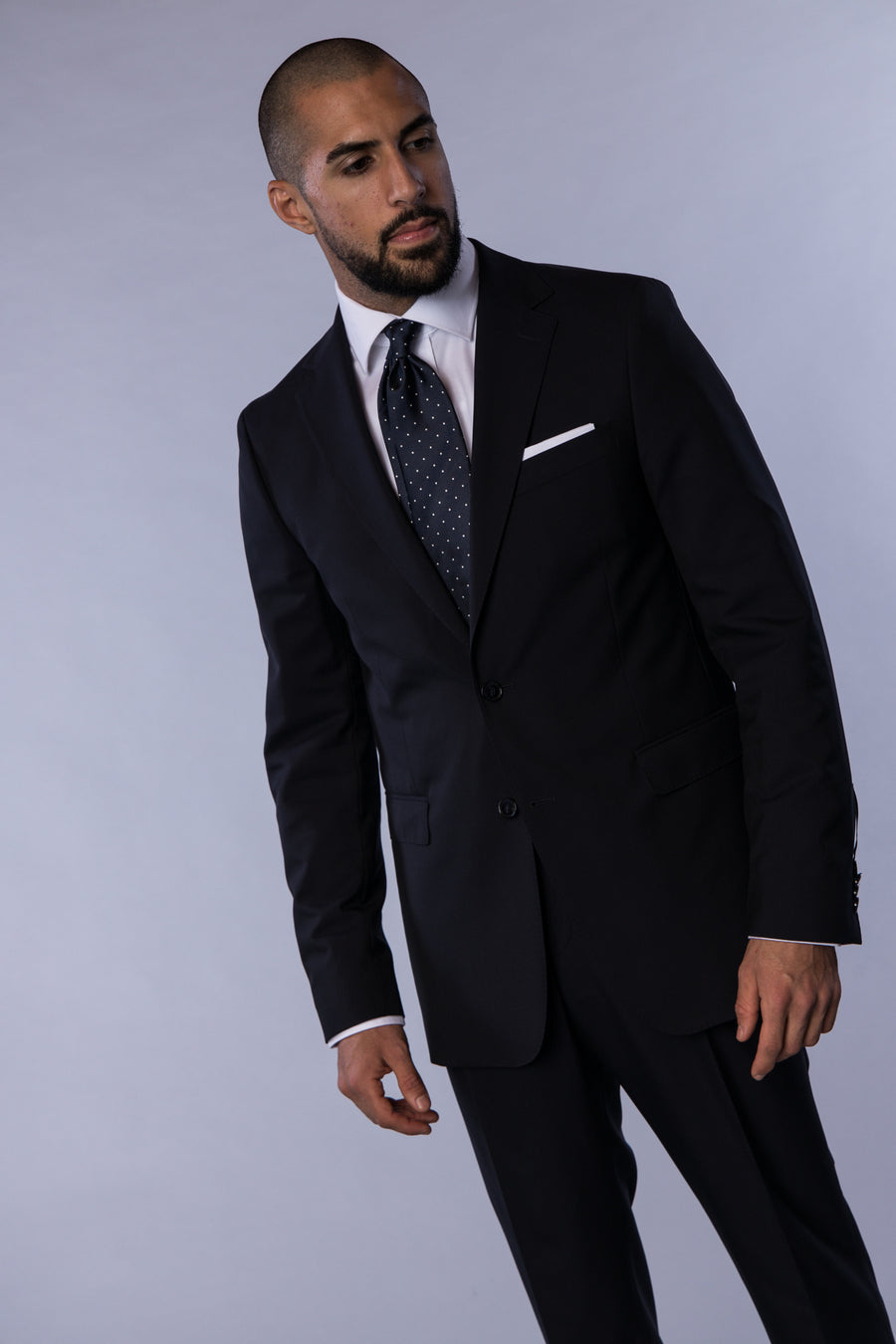 Silk Woven Tie marine med hvite prikker