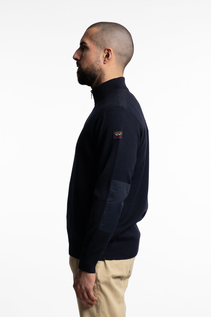 Bretagne Wool Half-Zip Sweater Navy