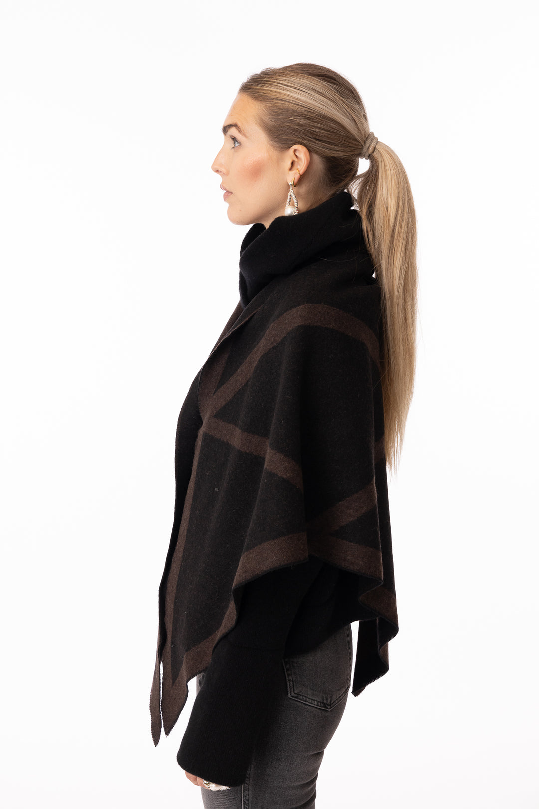 Triangle scarf - Wool & cashmere - Tobacco / Black-Envelope1976-Bogartstore