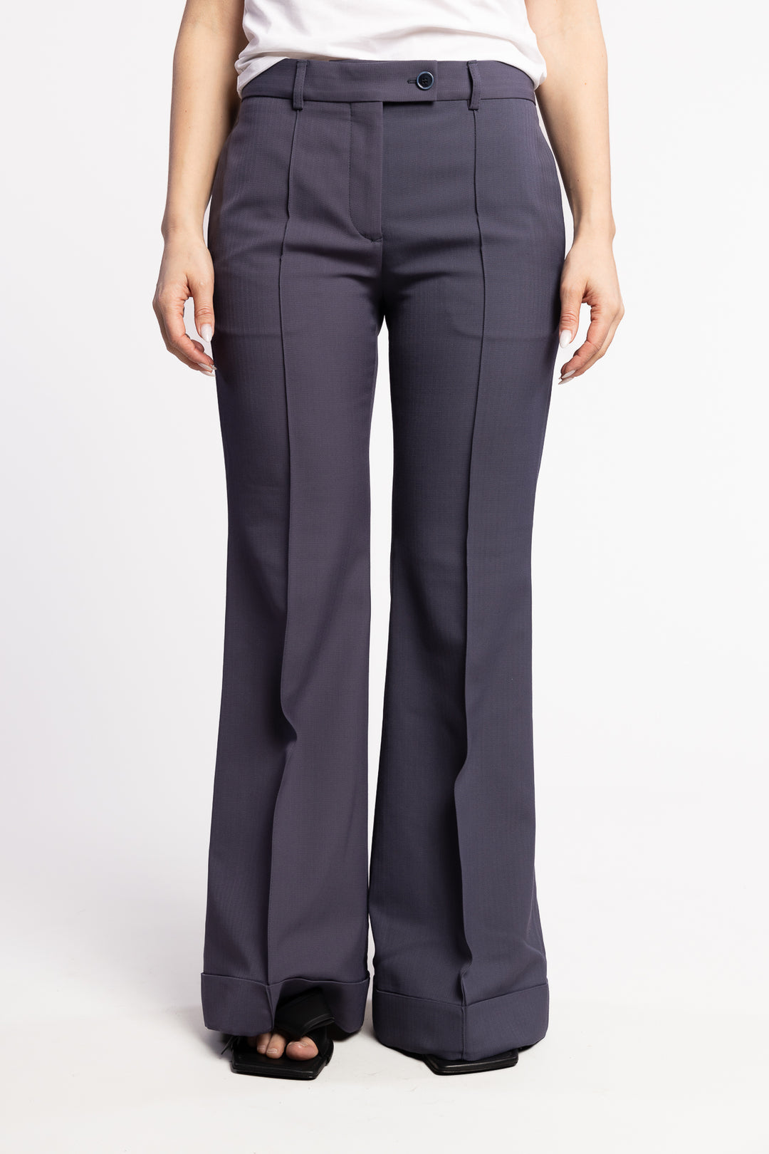 Tailored Flare Trousers- Mid Blue