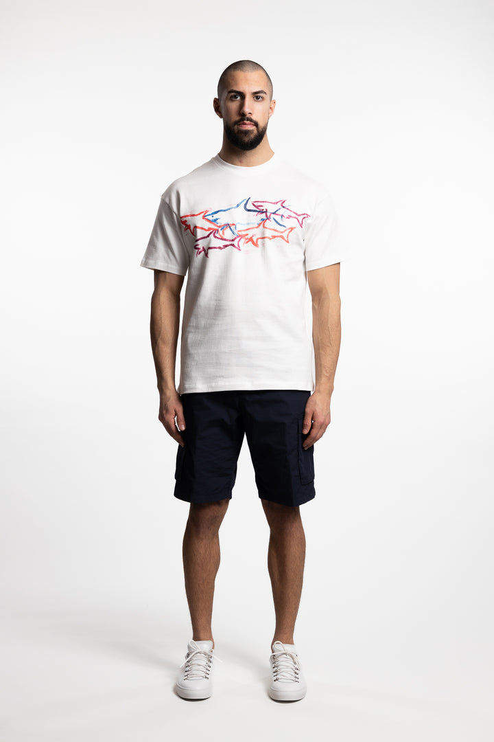 90`s Fit Cotton Jersey T-Shirt With Shark White