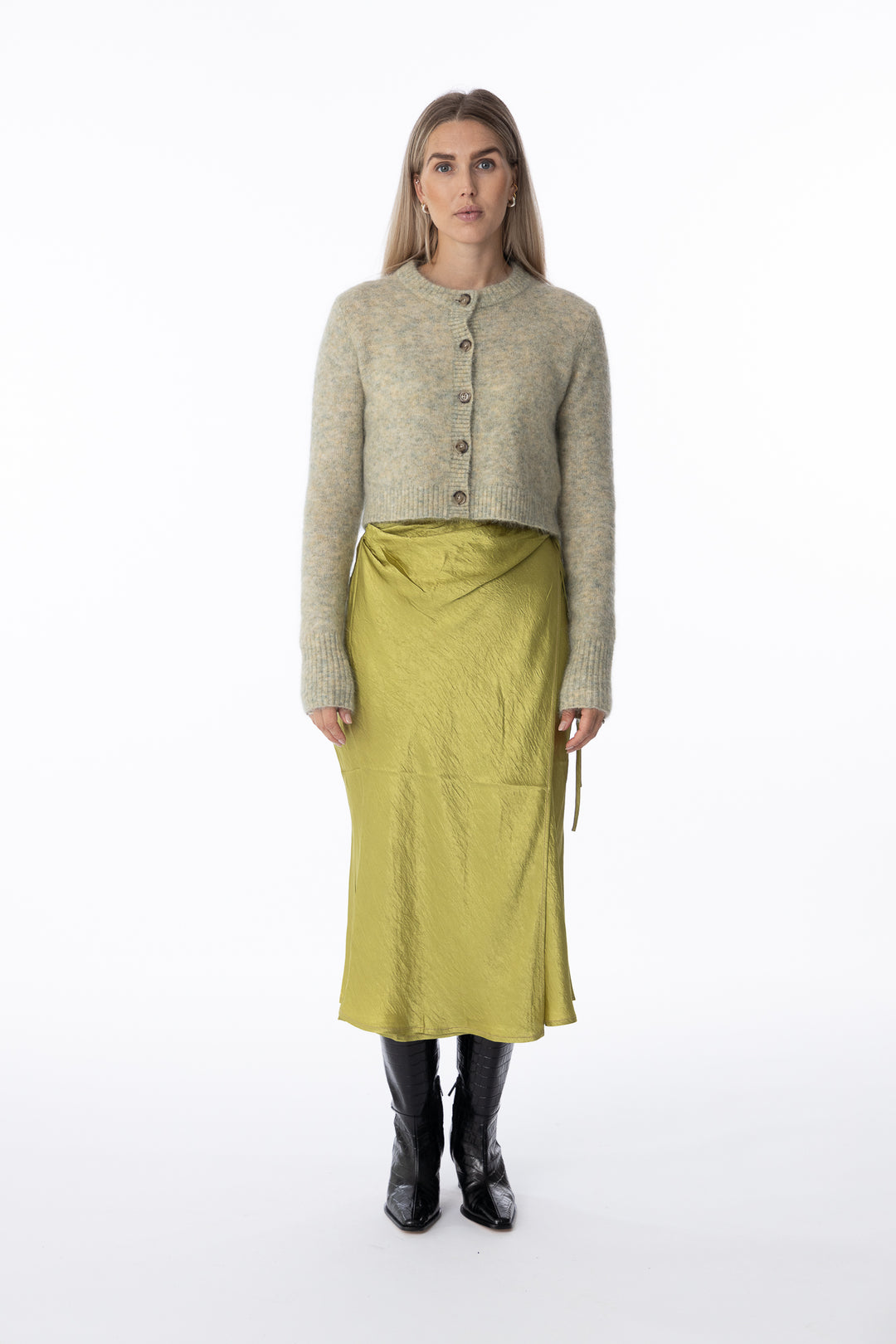 Satin Wrap Skirt- Light Olive-Skjørt-Bogartstore