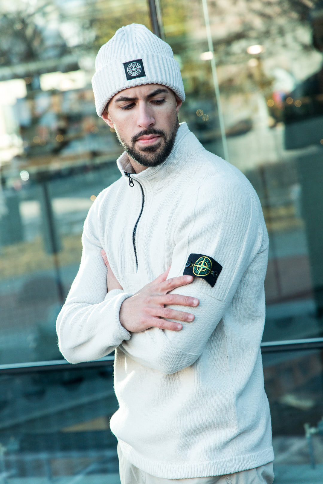 Lambswool Half-Zip Stucco