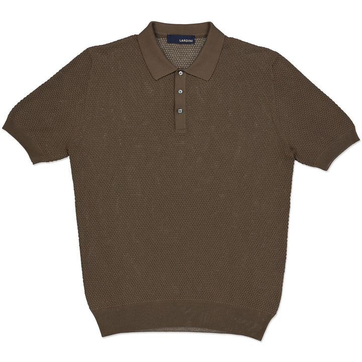 Cotton Textured Polo Shirt Brown