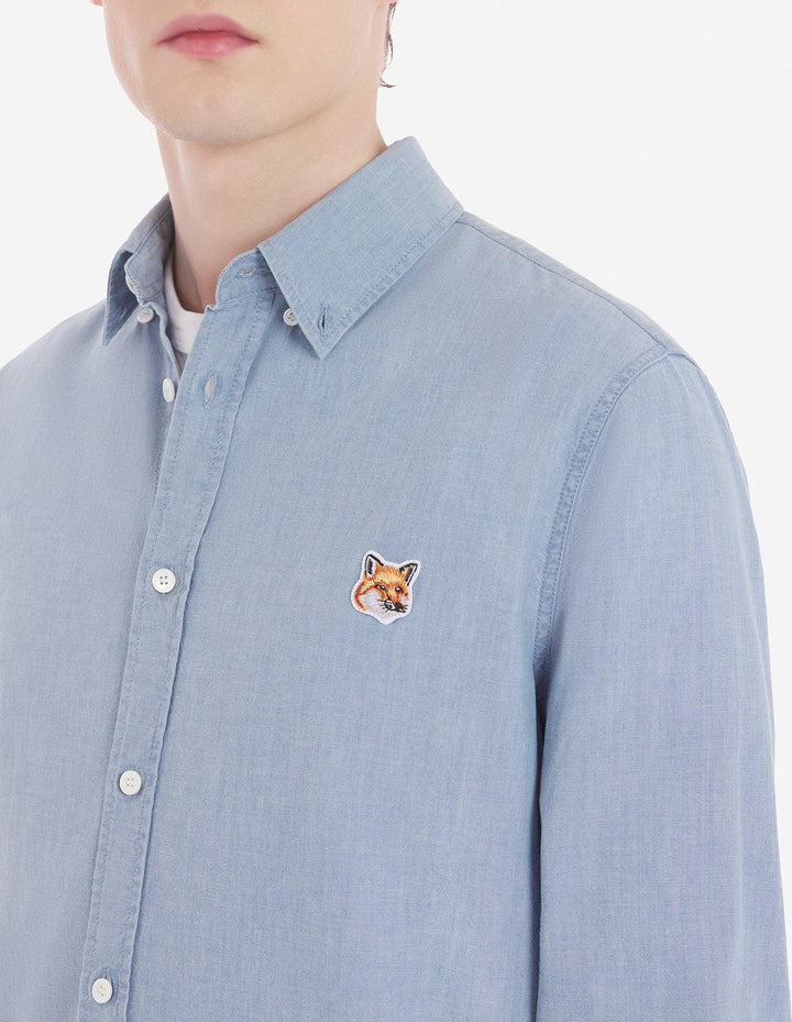 Button Down Classic Shirt With Institutional Foxhead Washed Indigo-Skjorter-Bogartstore