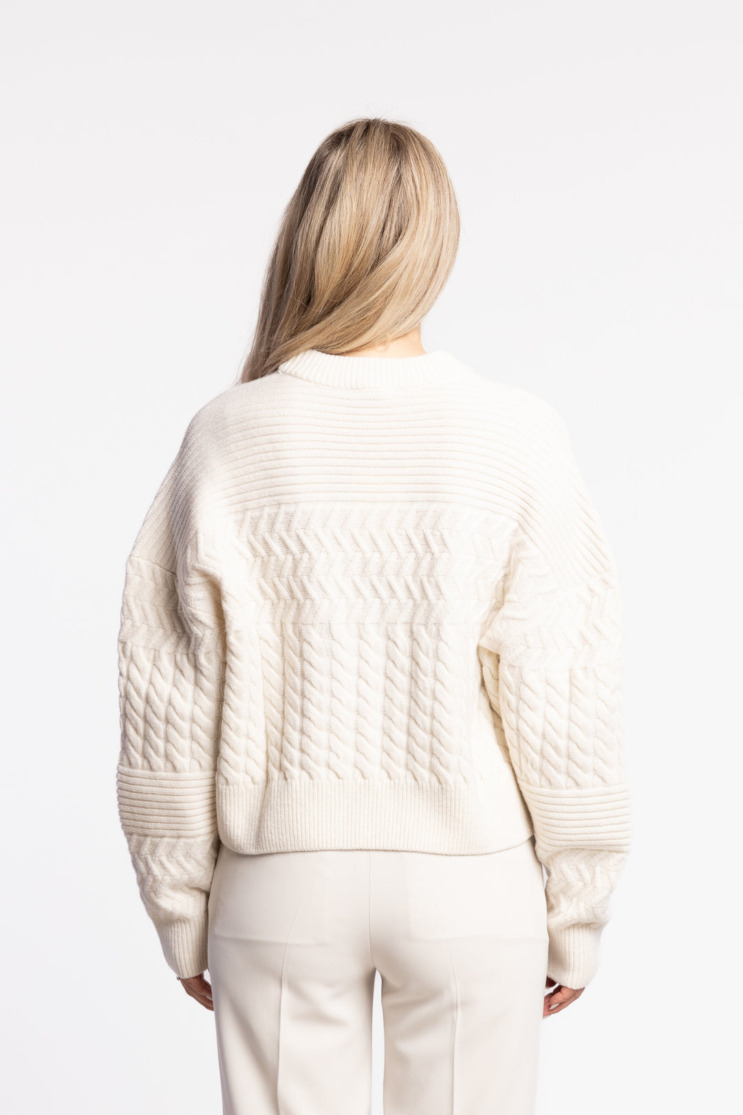 Boxy Braided Sweater- Chalk