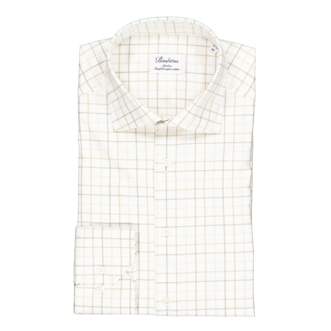 Slimline Twill Shirt Off-White Check Pattern-Skjorter-Bogartstore
