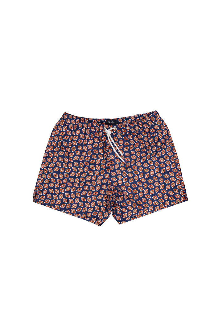 Print Drawstring Swim Short Medallions Navy-Badetøy-Bogartstore