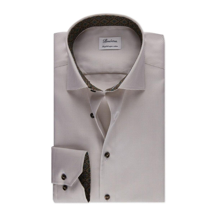 Slimline Contrast Twill Shirt Light Beige-Skjorter-Bogartstore