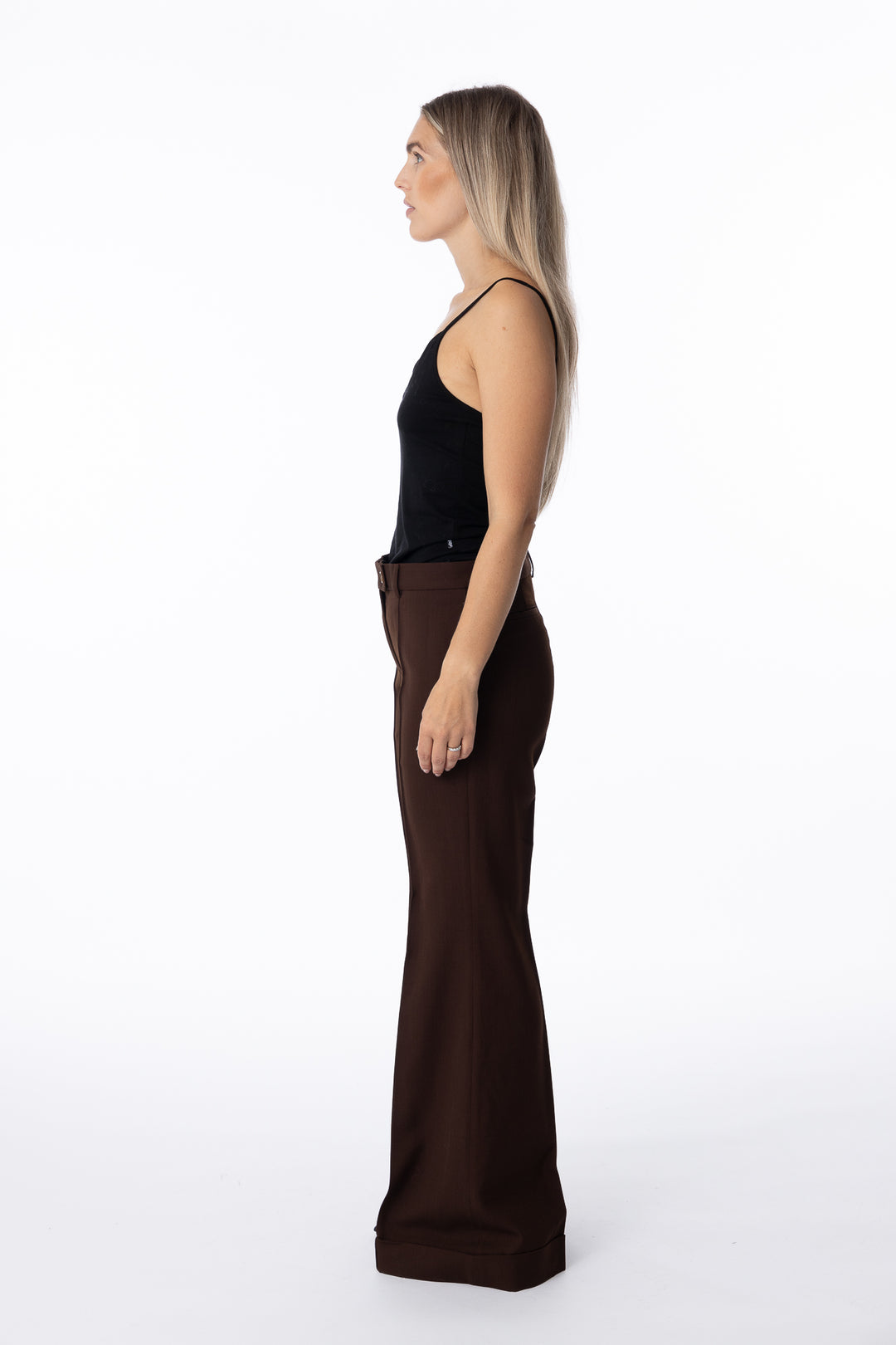 Tailored Flared Trousers- Chestnut Brown