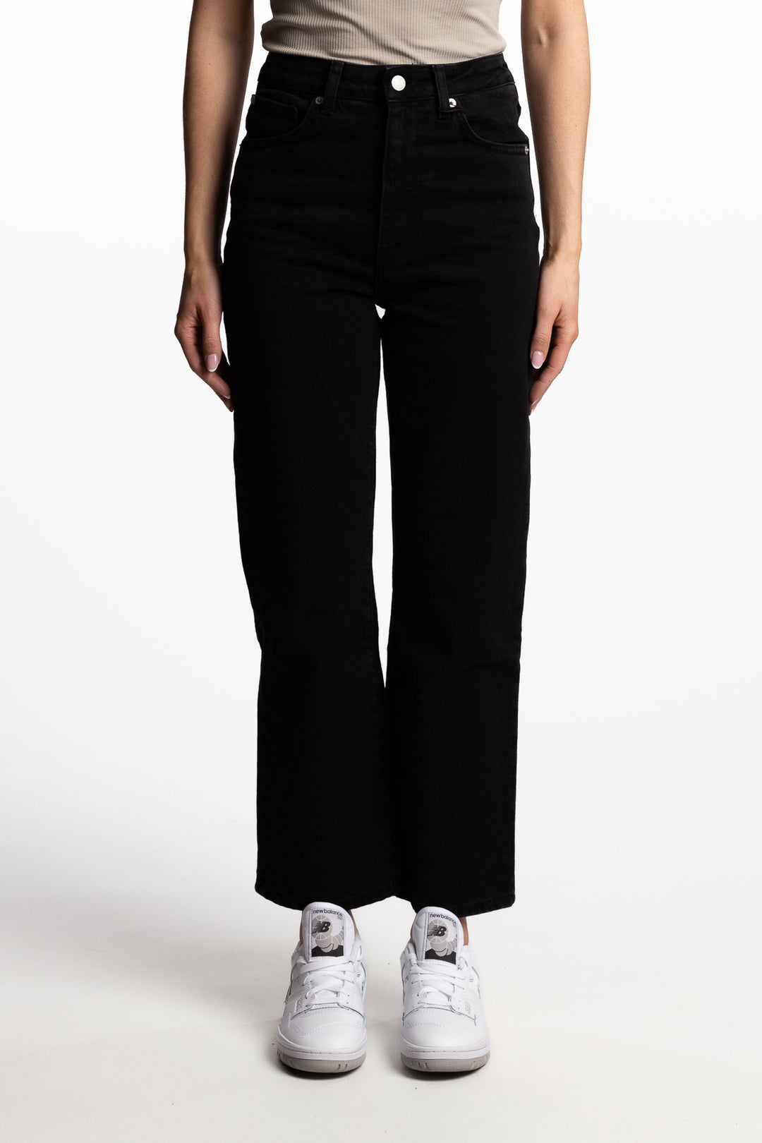 Holly- Washed Black- high waist straight fit cropped length