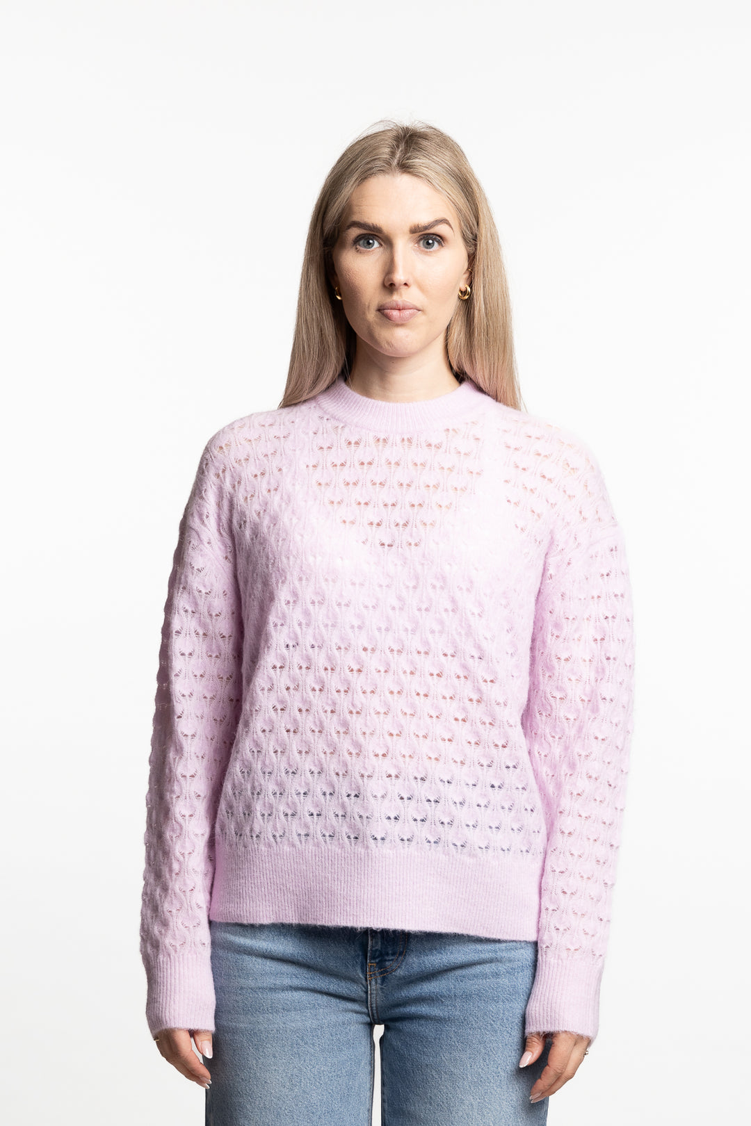 Saanour Pointelle Sweater 7355- Lilac Snow