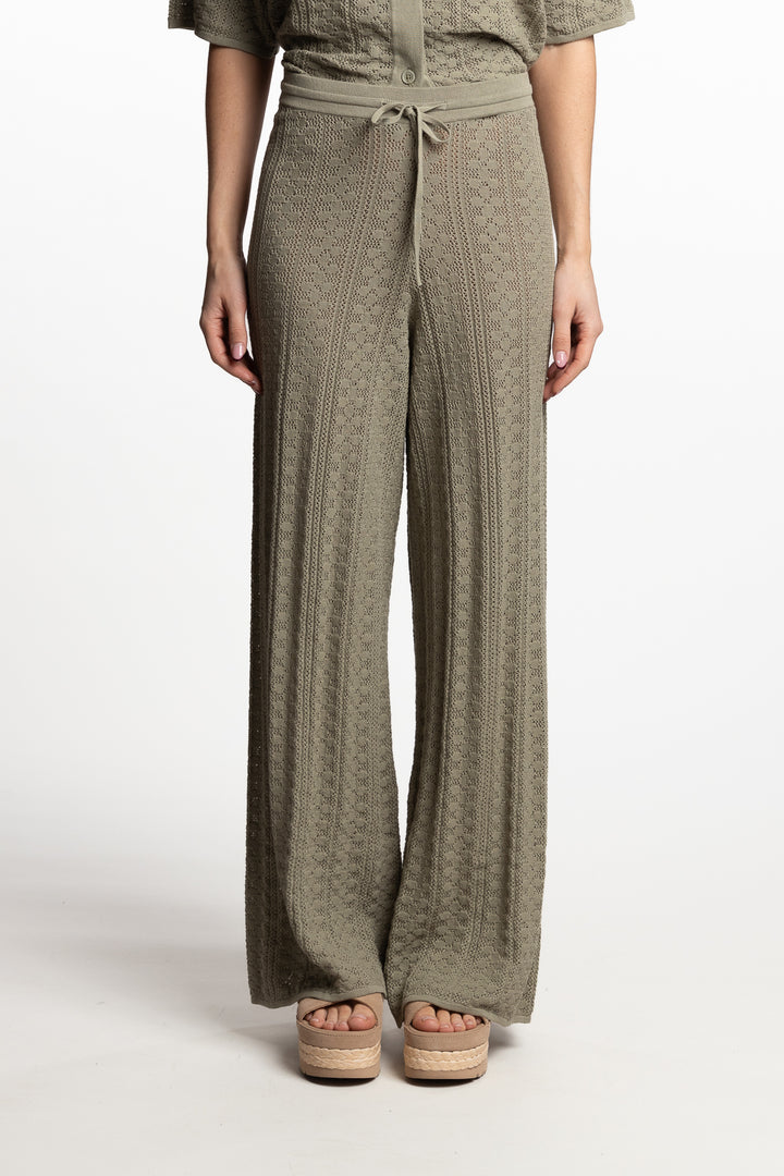 Thiril Crochet Knit Trousers- Teal