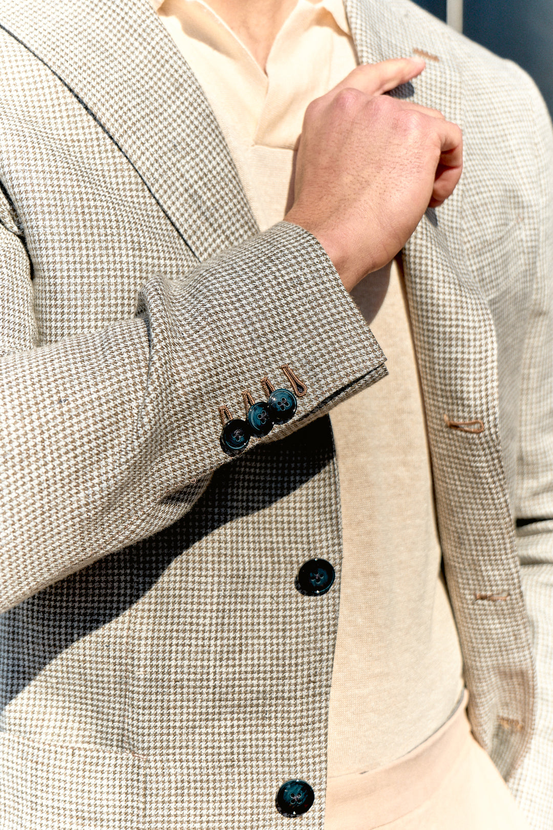 Jimmy Linen Jacket Brown Houndstooth