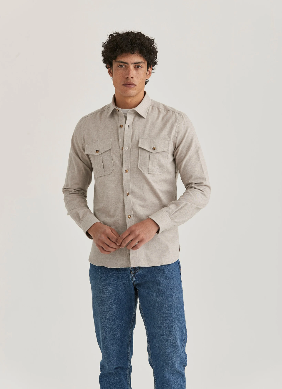 Weights Flannel Shirt Classic Fit Khaki
