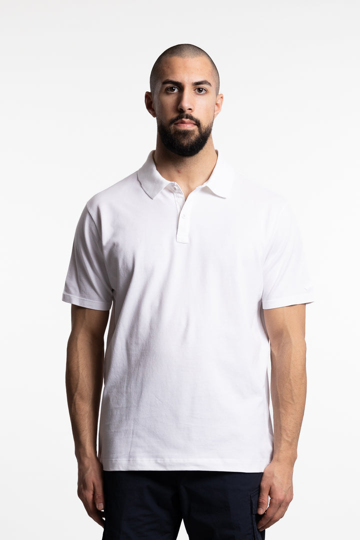 Garment-Dyed Piqué Cotton Polo Shirt White