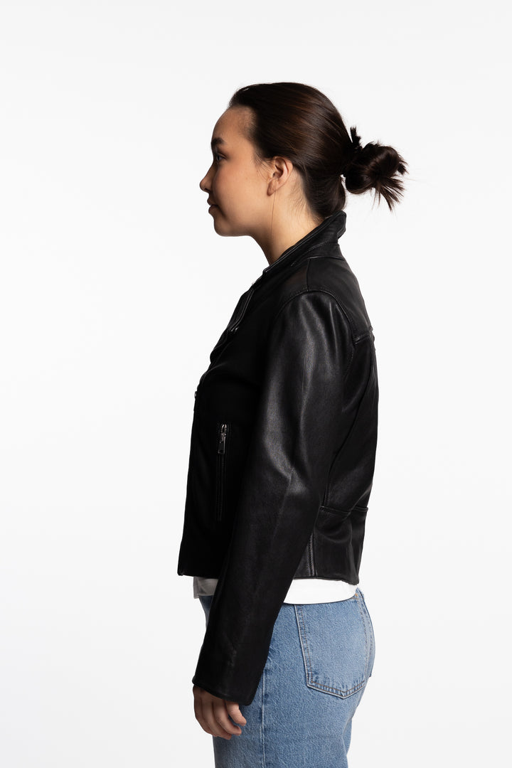 Calie Leather Jacket -  Black