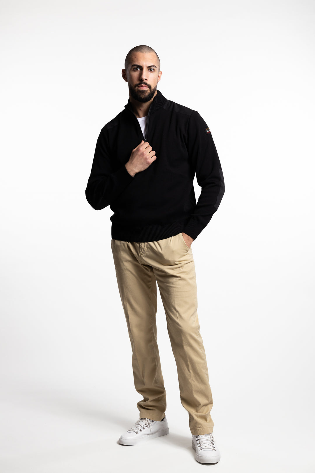 Bretagne Wool Half-Zip Sweater Black